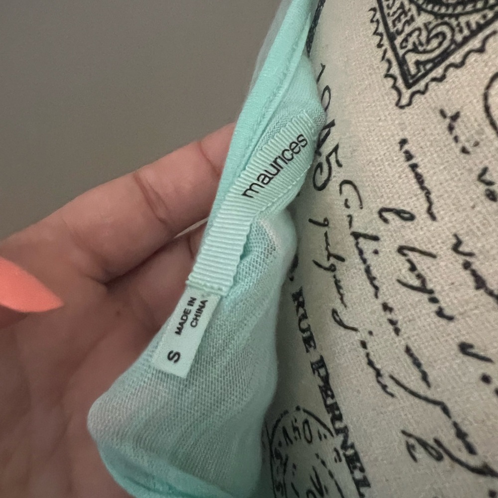 Maurices Teal Lattice Blouse Top Shirt - Picture 6 of 6